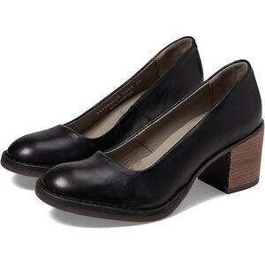 FLY London Women's 39/8.5 Black Leather Bery104fly Dress Shoes Block Heel BR18-8